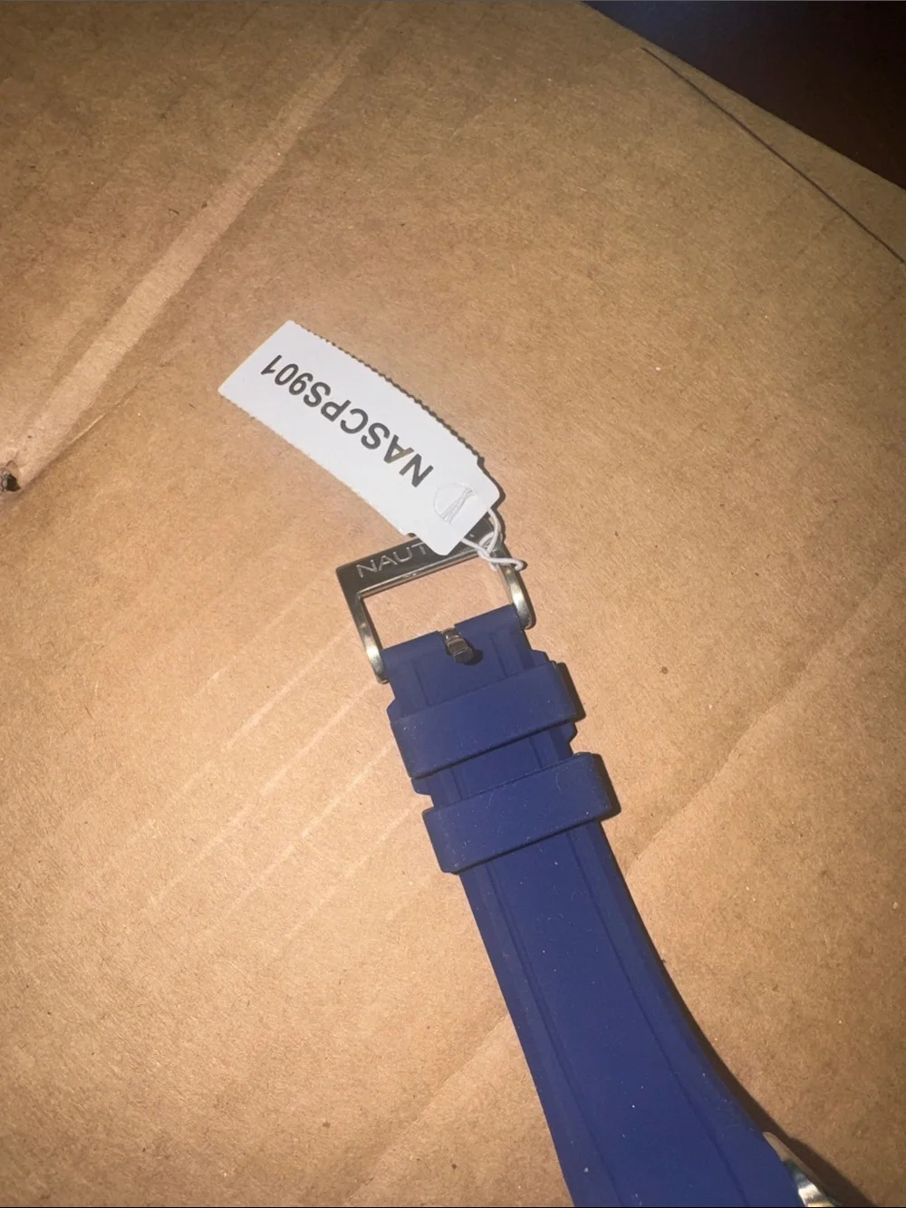Nautica Blue Silicone Dive Watch with Red Accents